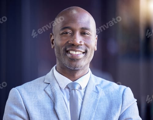 Preview: Portrait, mission or leadership and a business black man in his office with a mindset of future gro