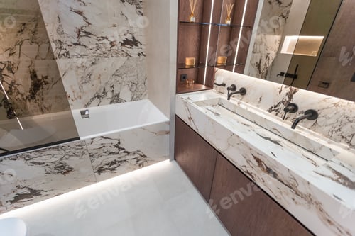 Preview: Modern Bathroom Interior in a Luxury Flat Hotel