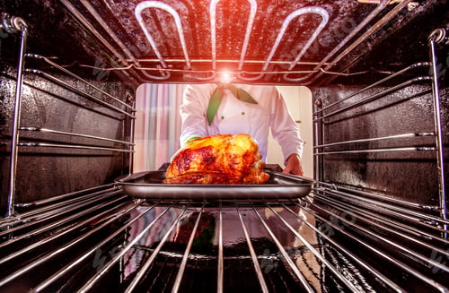 Preview: Cooking chicken in the oven.