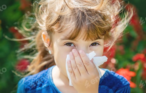 Preview: Seasonal allergy in a child. Coryza. Selective focus.