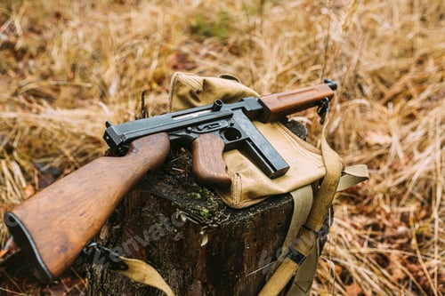 Preview: American Submachine Weapon Of World War II On Forest Sump