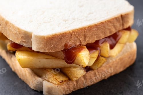 Preview: Sliced white bread on black slate background