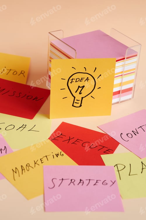 Preview: Brainstorming Ideas with Colorful Notes at the Workplace