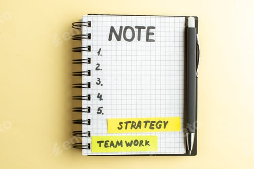 Preview: top view open notepad with pen on light background worker company job copybook office business