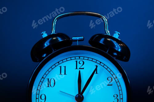 Preview: Alarm clock close up on black background