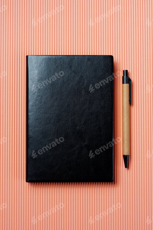 Preview: Leather notebook cover on a pale pink background