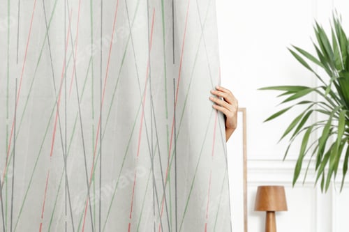 Preview: Striped curtain home decor, with hand pulling