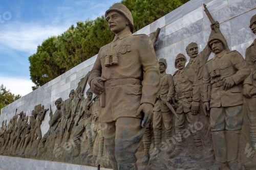 Preview: Canakkale, Turkey Mustafa Kemal Ataturk and Turkish Army Statues in The Canakkale Martyrs Memorial.