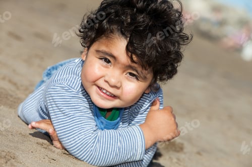 Preview: Hispanic Toddler Boy on Sunny Beach