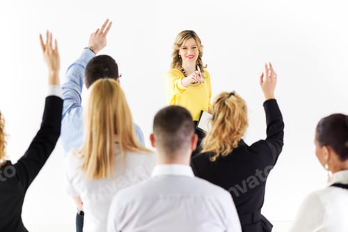 Preview: Businesswoman answering the questions