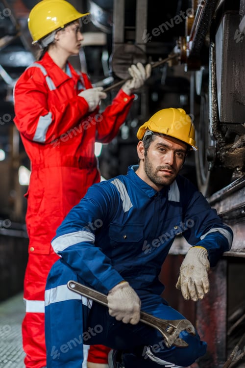 Preview: Engineer checking construction process railway and checking work on railroad station