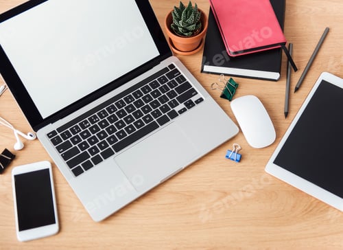 Preview: Office workplace with laptop