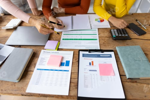 Preview: Financial planning and business budgets. Auditor team working in office.