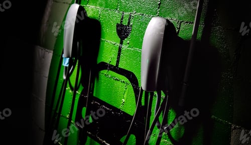 Preview: Closeup of a green electric vehicle charging station