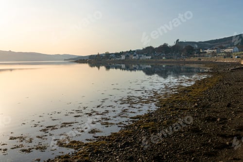 Preview: Loch Fyne at sunrise, seen from Inveraray, Argyll and Bute, Highlands of Scotland, United Kingdom, E