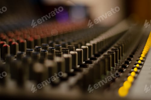 Preview: Soft focus of a professional sound mixer board
