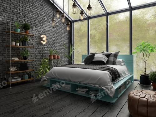 Preview: Bedroom interior design 3D rendering