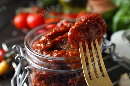 Preview: Concept of tasty food - delicious dried tomato