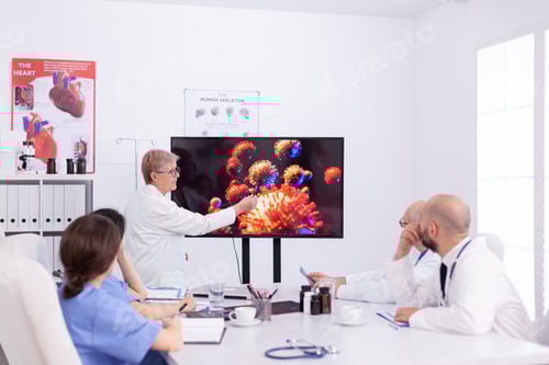 Preview: Group of doctors discussing about global crissis