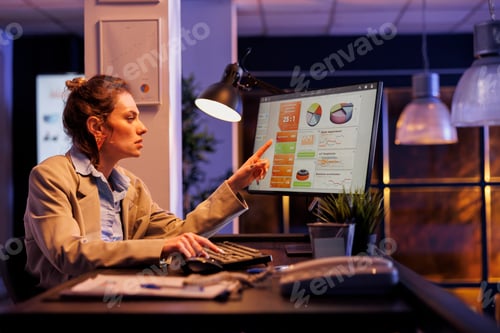 Preview: Careful entrepreneur analyzing financial growth report