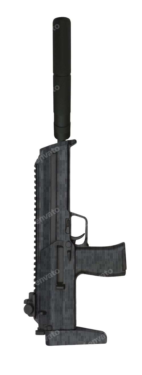 Preview: Submachine gun isolated on white background