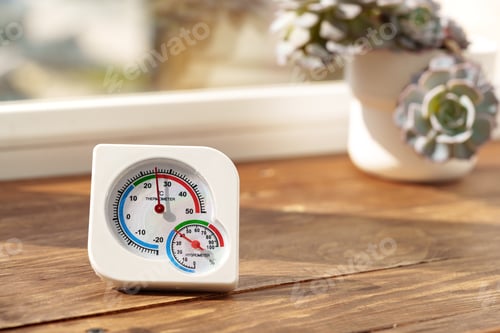 Preview: White Thermometer and Succulents on Windowsill