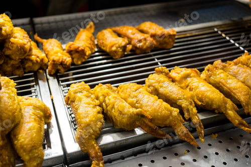 Preview: Deep fried chicken wing sell in street market