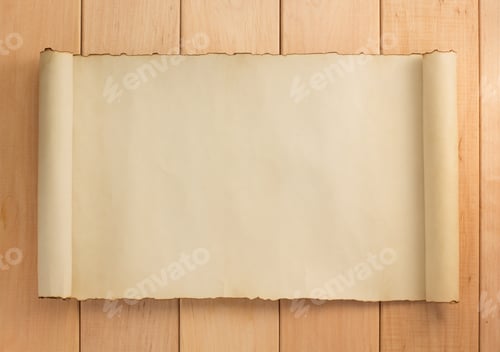 Preview: parchment scroll on wood
