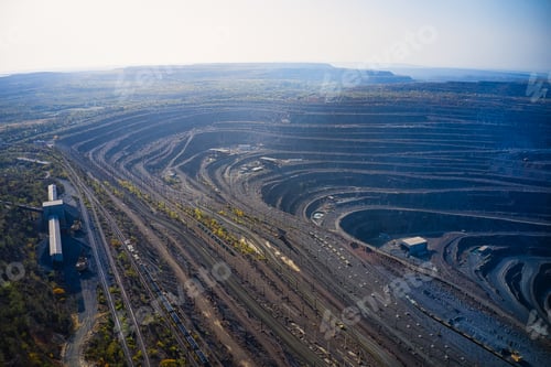 Preview: Aerial view of southern mining factory, mine quarry in Ukraine