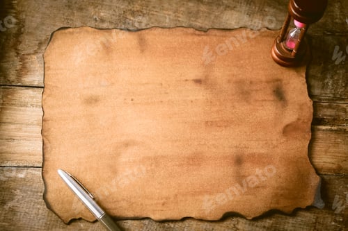 Preview: Old Paper, Hourglass And Compass For Vintage Background