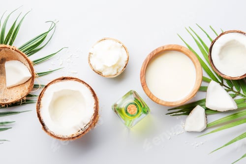 Preview: Coconut Products for Health and Wellness Flat Lay