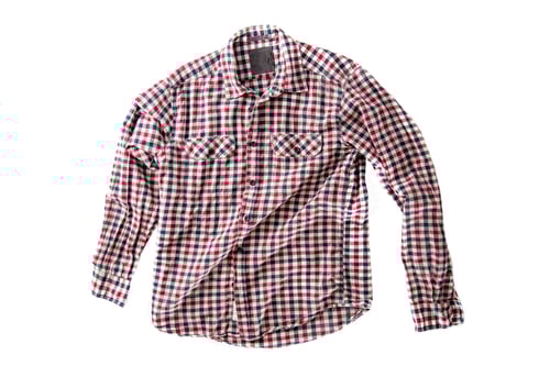 Preview: Casual Plaid Button-Down Shirt on White Background