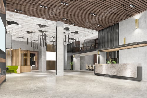 Preview: 3d rendering business meeting and working room on office building