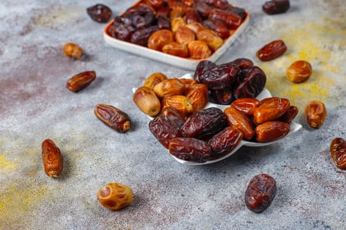 Preview: Various of dried dates or kurma.