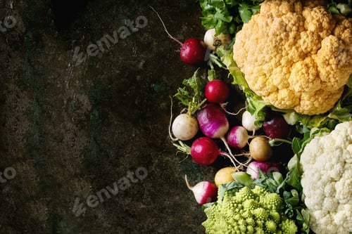 Preview: Variety of cauliflower and radish