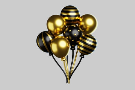 Visualização: Balões elegantes pretos e dourados
