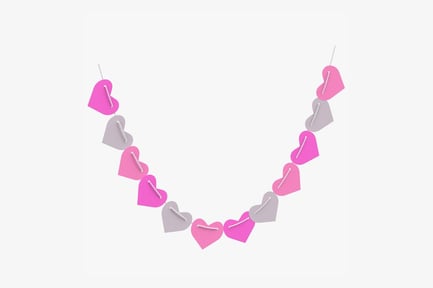 Preview: Pink and Gray Heart Garland