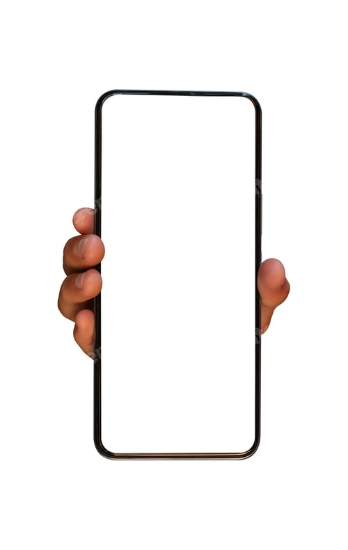 Preview: Hands holding smartphone isolated on white background with clipping path