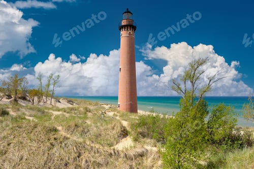 Preview: Little Sable Point Lighthouse in dunes, built in 1867