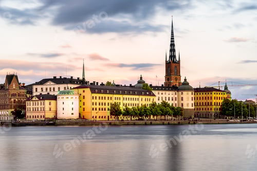 Preview: Cityscape of Stockholm and Riddarholmen Island at sunset