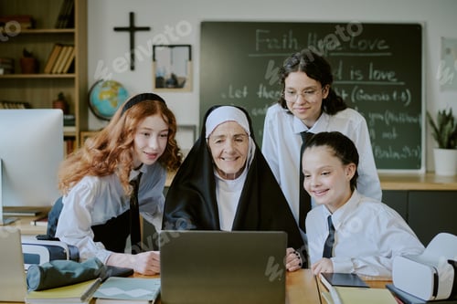 Preview: Engaging with Elderly Nun Surrounded by School Students