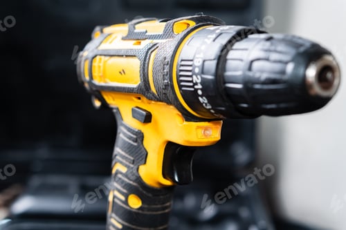 Preview: Close-up of a Yellow and Black Cordless Drill