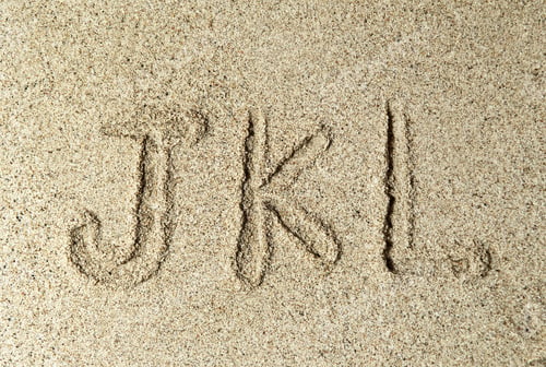 Preview: Alphabet Letters J K L Handwritten In Sand On Beach