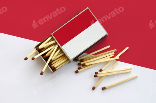 Preview: Indonesia flag is shown on an open matchbox