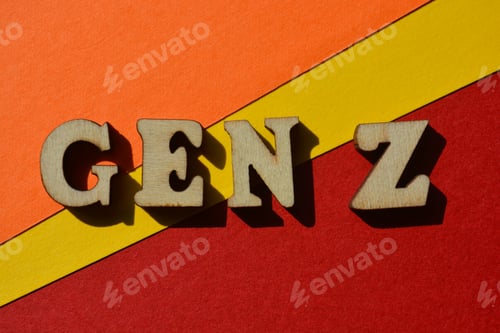 Preview: Gen Z, words in wooden alphabet letters