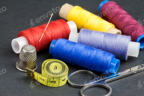 Preview: Tailors tools on black background