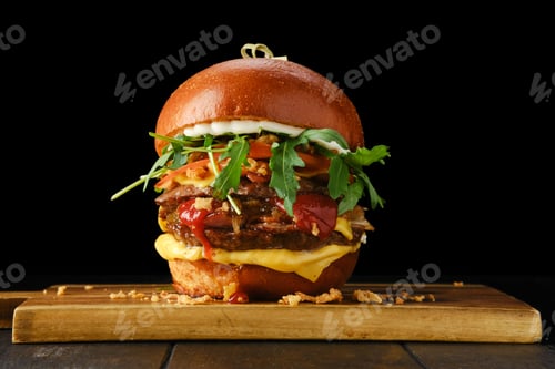 Preview: Burger with double beef cutlet and bacon