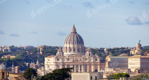 Preview: Old Historic Catholic Church in City of Rome, Italy. Aerial View