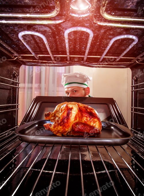 Preview: Cooking chicken in the oven.