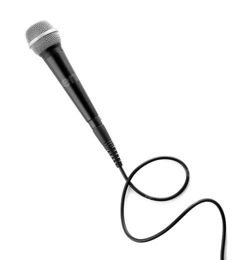 Preview: Microphone with wire on white background, top view